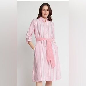 NWT HINSON WU Tamron 3/4 Sleeve Linen Variegated Stripes Dress